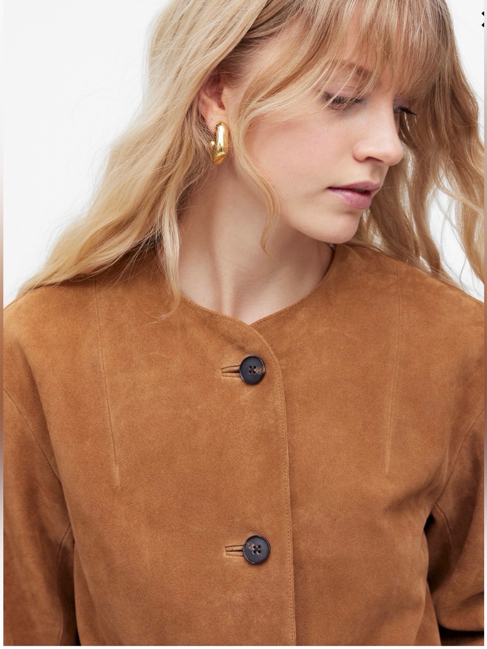 Madewell Suede Crop Jacket in Cognac Brown